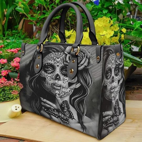 Discover Day Of The Dead Butterfly Leather Bag