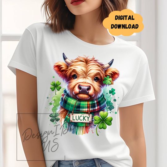 Discover St Patrick's Day Highland Cow Clipart Shirt