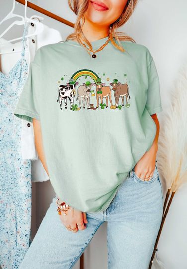 Discover Cow St Patrick Days Shirt, Lucky Heifer Shirt, Shamrock Cow