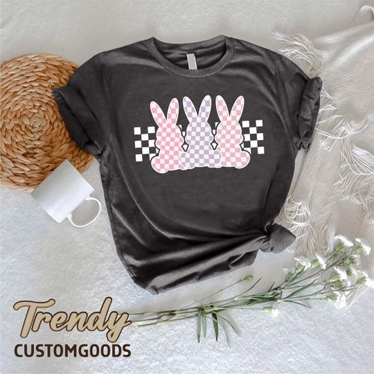 Discover Checkered Easter Bunnies Shirt, Cute Bunny Easter T-Shirt