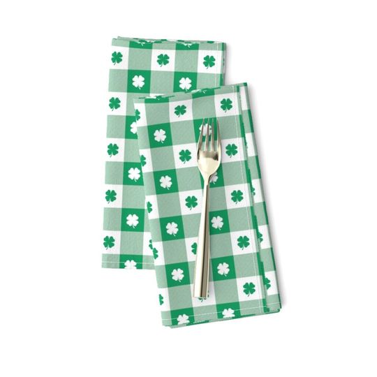 Discover St. Patrick's Day Dinner Napkins - Shamrock Gingham Check Napkins
