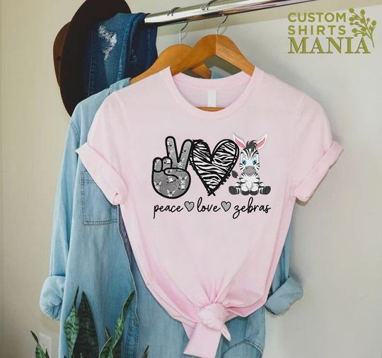 Discover Peace Love Zebras Shirt, Zebra Ribbon T-Shirt, Rare Disease T-Shirt