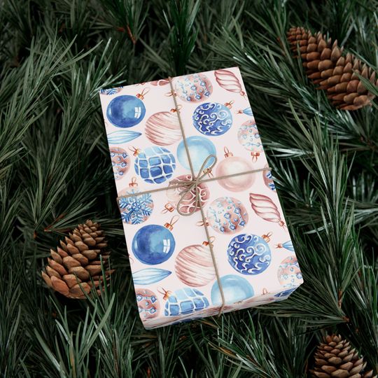 Discover Pink Purple Blue Pastel Decorative Christmas Tree Ornaments Gift Wrap Paper