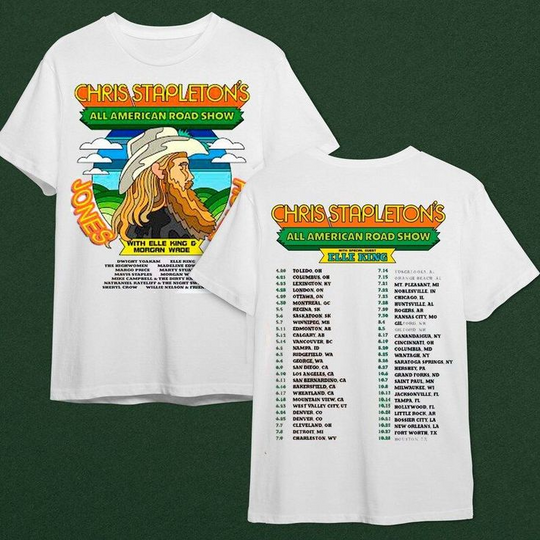 Discover Chris Stapletons All-American Road Tour 2024 T-Shirt Gift Fans Music All Size