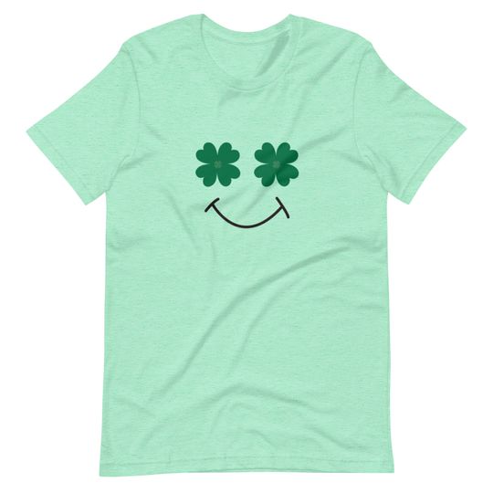 Discover St Patty's Day Lucky Smile 4 Leaf Clover Eyes T-Shirt