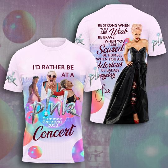 Discover Pink Singer 2024 World Tour 3D T-Shirt - Concert Fan Apparel