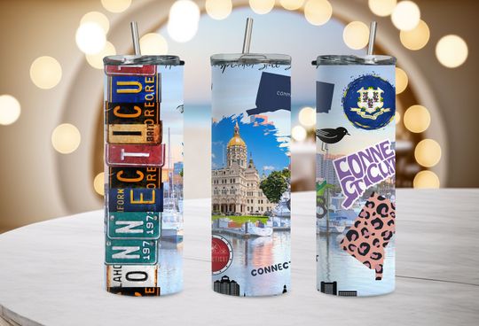 Discover Connecticut Map 20 oz Tumbler