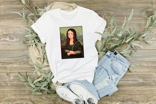 Discover Gorgeous Mona Lisa Vector Design T-Shirt, Mona Lisa Shirt, Leonardo Da Vinci Painting T-Shirt
