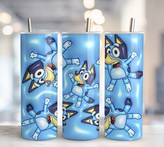 Discover 3D Blue Dog Tumbler Wrap, 20oz Tumbler