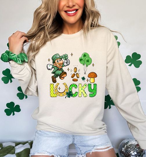 Discover Lucky St. Patrick Day Shirt, St Patrick's Day Gift for Kids, Lucky Tshirt, Shamrock Crewneck, Irish Sweater, Irish Gifts, St. Patrick Shirt