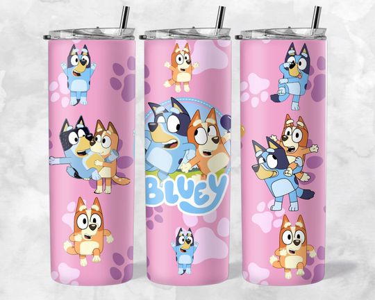Discover Blue Dog Cup with Straw