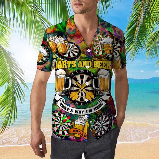Discover Darts And Beer Thats Why Im Here Hawaiian Shirt