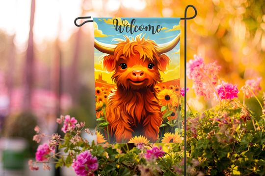 Discover Spring Garden Flag | Highland Cow Garden Flag