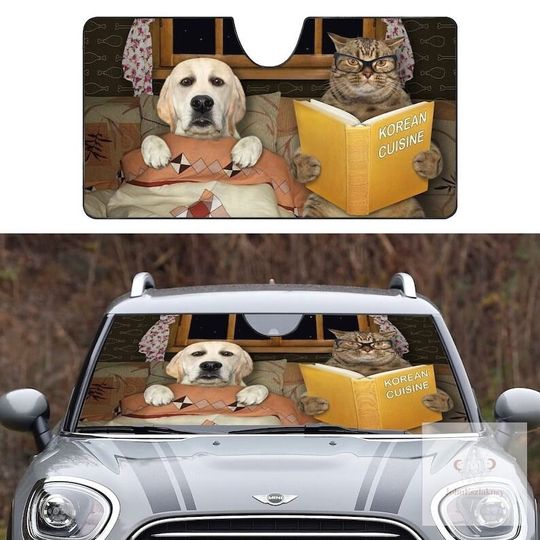 Discover Funny Car Sunshade Dog and Cat Windshield Sunshades