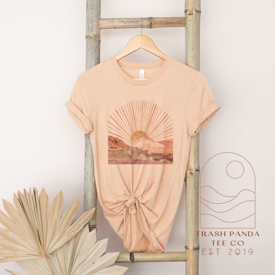 Discover Blush gold abstract landscape sunset T-shirt