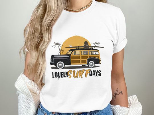 Discover Vintage Surf Van Sunset T-Shirt, Lovely Surf Days Graphic Tee