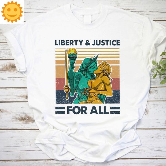 Discover LGBT Liberty And Justice For All Vintage T-Shirt, Liberty Statue Shirt