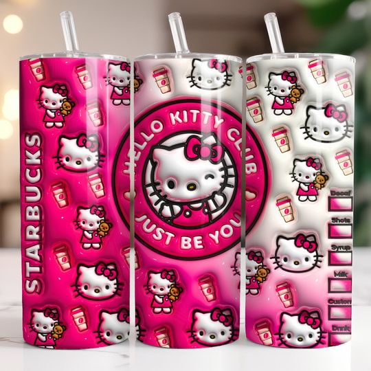 Discover Kitty 3D Inflated Coffee Cat Valentine Tumbler