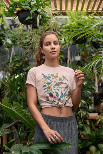 Discover Vintage Botanical Bird, Colorful Birds Short Sleeve T-Shirt