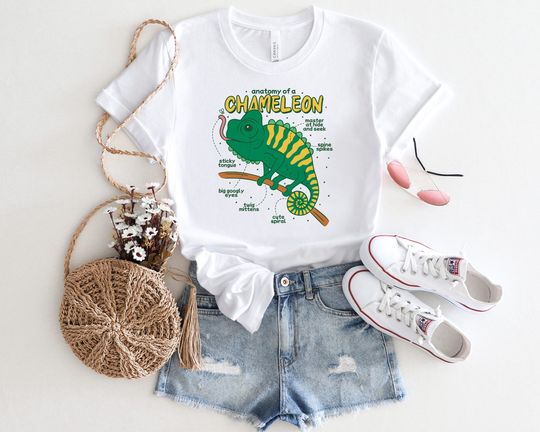 Discover Anatomy Of Chameleon, Funny Animal Anatomy T-Shirt Chameleon Lover Gift