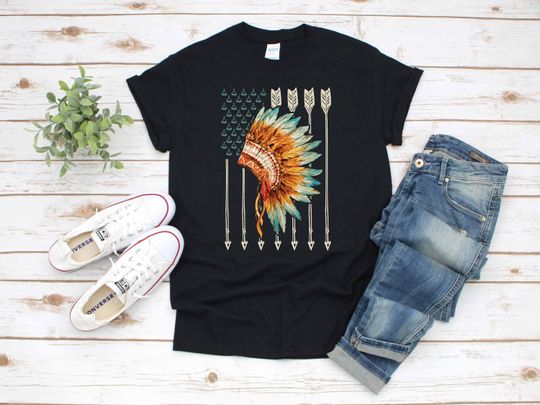 Discover Native American Flag USA / T-Shirt / Tank Top