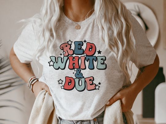 Discover Red White and Due Shirt 4th of July Pregnancy Announcement