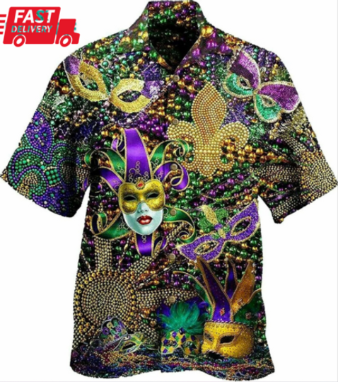 Discover Happy Mardi Gras Carnival Summer Hawaiian Shirt