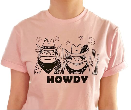 Discover Howdy Cowboy Frog Tshirt- Unisex funny colorful toad