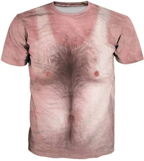 Discover Funny T-Shirts 3D Print Sexy Chest Hair Muscle Tshirt