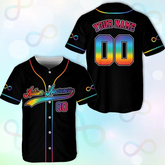 Discover Personalized Autism Awareness Baseball Jersey, Custom Name Autism Baseball Jersey