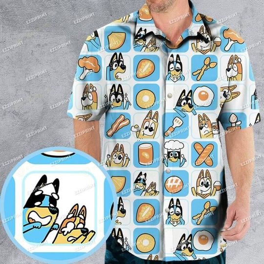 Discover BANDIT HEELER AND CHILLI HEELER BlueyDad Patterns Hawaiian Shirt