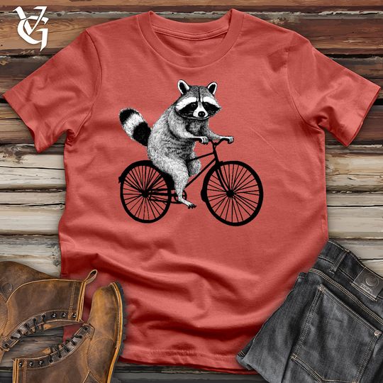 Discover Raccoon On A Bike Cotton T-shirt