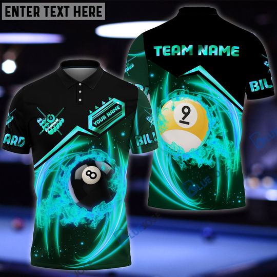 Discover Rock Strike Billiard Personalized Name, Team Name Polo Shirt