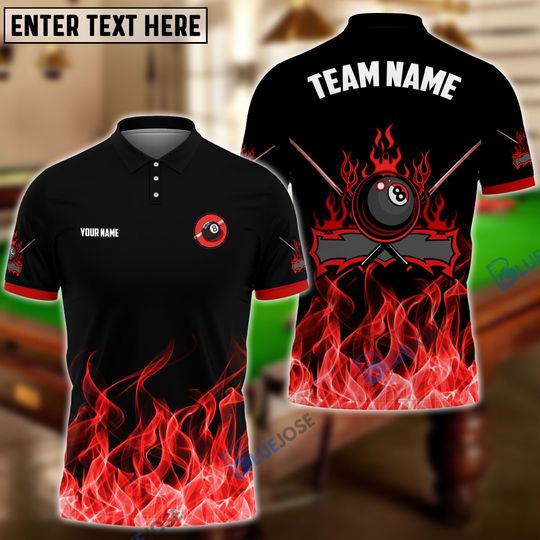 Discover Personalized Billiards 8-Ball Firee Red Pattern Shirt
