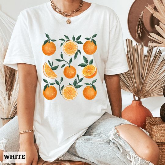 Discover Vintage Oranges Shirt, Orange Pattern Tee, Aesthetic Clothes, Fruit Shirt