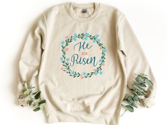 Discover He Is Risen Sweatshirt, Bible Verse Crewneck Sweatshirt