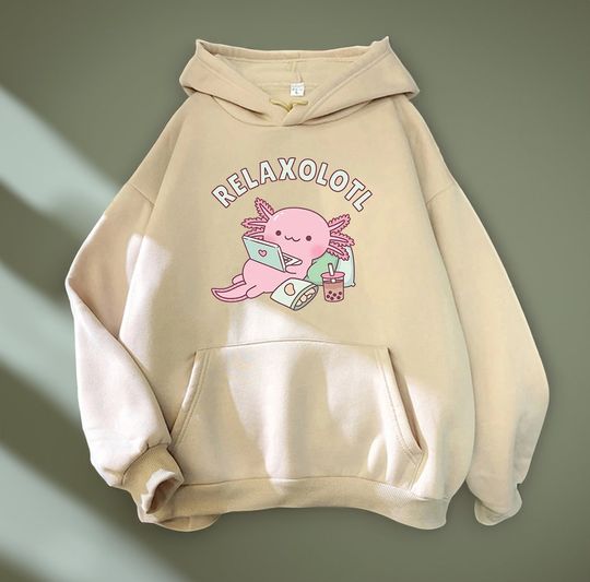 Discover Relax Cool Axolotl Pun Hoodie