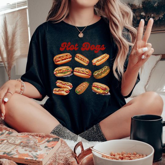 Discover Hot Dog Shirt, Hot Dog Lover Graphic Shirt, Funny Food Shirts
