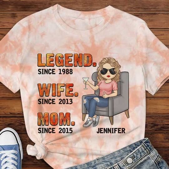 Discover Legend Wife Mama Since Year - Gift For Mom, Personalized Unisex All-Over Printed T-Shirt