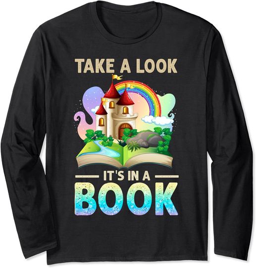 Discover Take A Look, It's In A Book Rainbow Reading Kids Long Sleeve T-Shirt