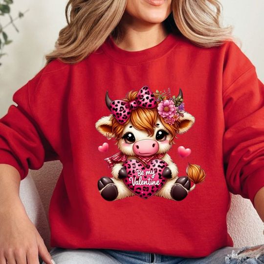 Discover Valentines Highland Cow Sweatshirt, Love Sweater, Highland Cow Valentines