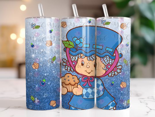 Discover Strawberry Shortcake Tumbler, 80s Cartoon Tumbler with Lid and Straw