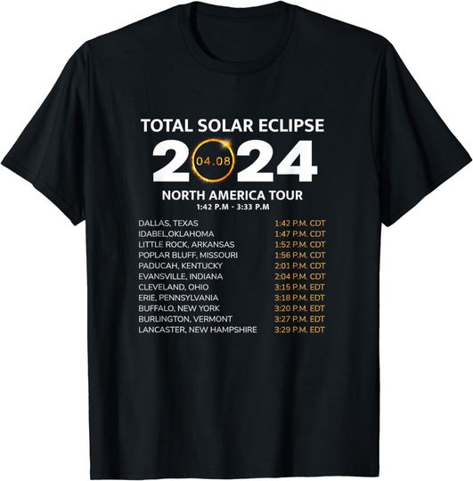 Discover Total Solar-Eclipse 2024 North America Tour Eclipse T-Shirt