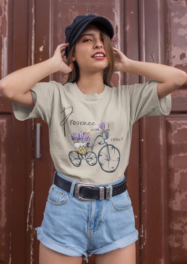 Discover France Provence Farmhouse Cottagecore Lavender Bicycle T-Shirt