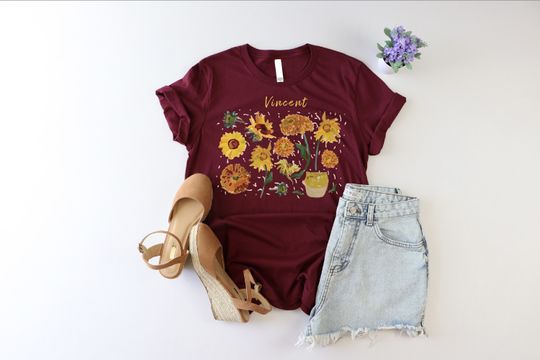 Discover Vincent Sunflowers Shirt, Vincent Van Gogh Tshirt, Sunflowers Art Shirt, Painter Floral Shirt