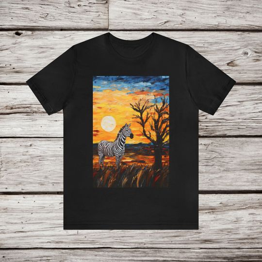 Discover Zebra at Sunrise Oil Painting Shirt