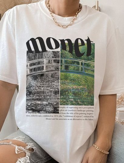 Discover Claude Monet T-Shirt, Minimalist Art, The Water-Lily Pond T-Shirt