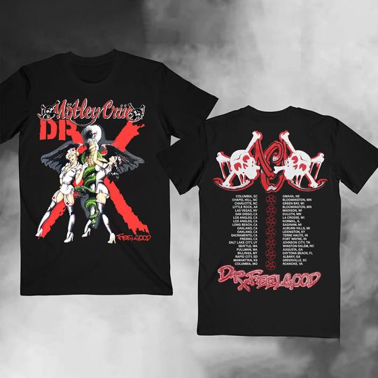 Discover Dr Motley Crue Feelgood Vintage 80s Tour Band Rock Concert Double Sided Unisex T-Shirt