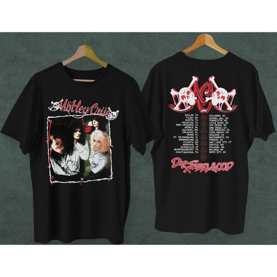 Discover Vintage 1989 Motley Crue Dr Feelgood Tour Concert Double Sided Unisex T-Shirt