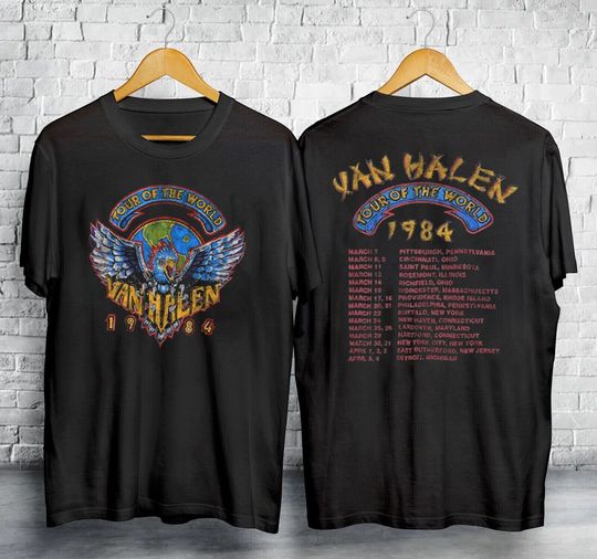 Discover Vintage 1984 World Tour Monsters of Rock van Double Sided Unisex T-Shirt